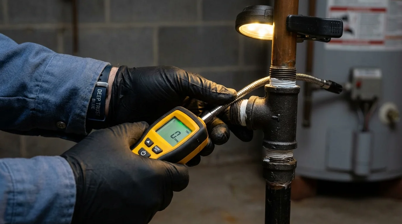 Gas leak detection with electronic sniffer by Johns Plumbing LLC in Kotzebue