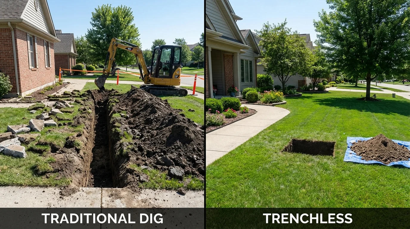Trenchless sewer repair with minimal yard damage versus traditional excavation in Kotzebue, AK